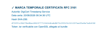 Marca temporale RFC 3161 con hash SHA-256